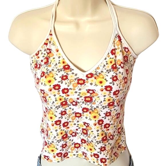 H&M Women's Floral Halter Top Cropped Top size Small - Picture 5 of 6